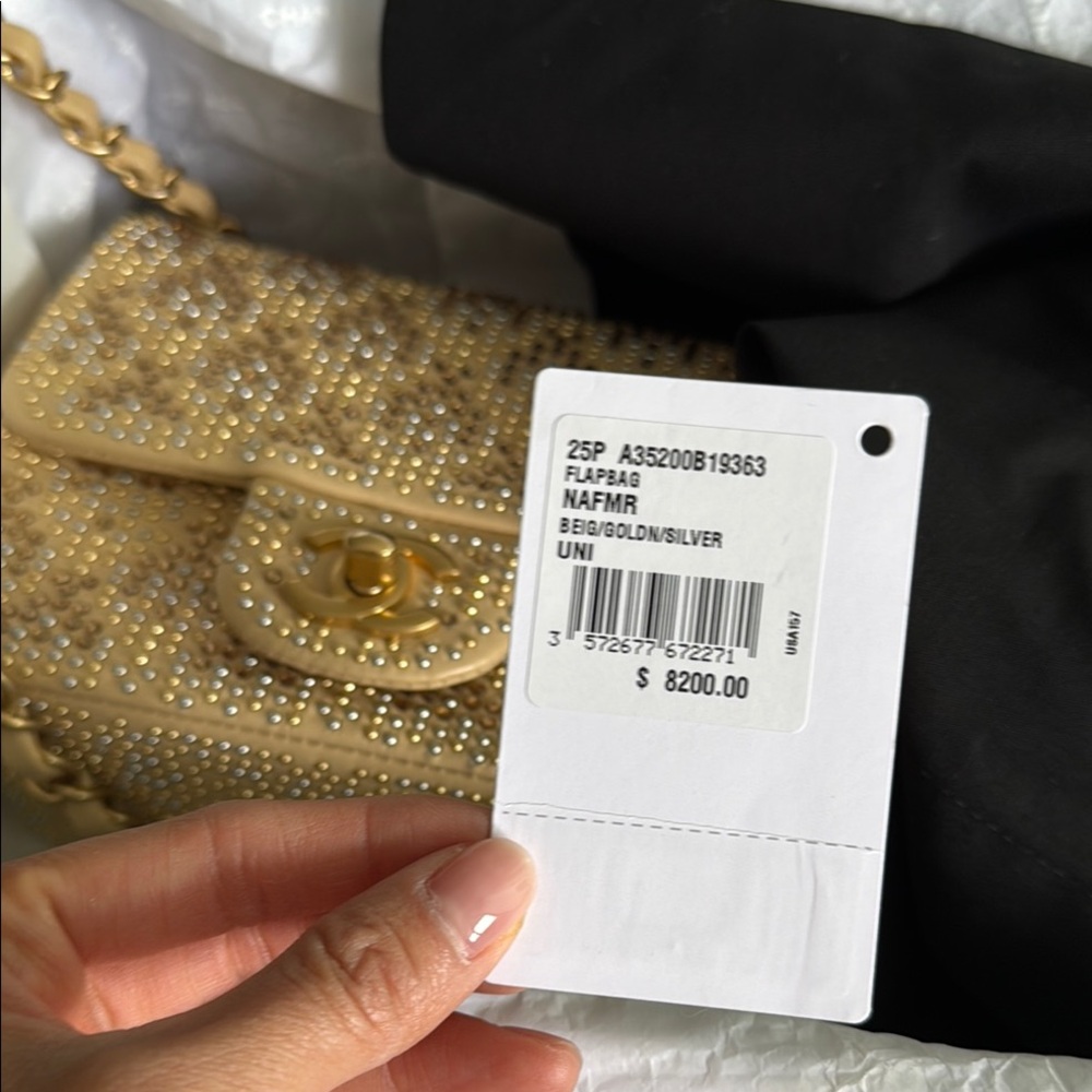 *RARE* 2025 Chanel Gold Mini Flap Bag - Gold Sparkle - Picture 15 of 16